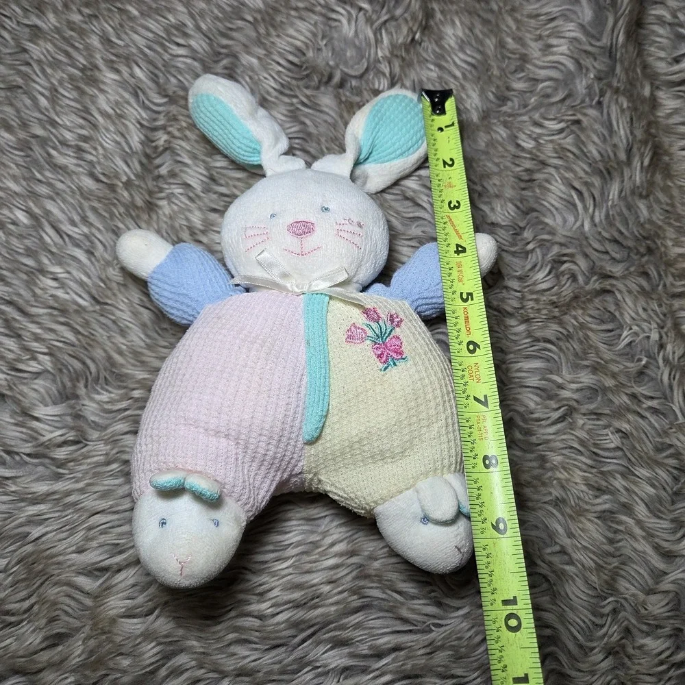 Vintage Carters Prestige Eden Waffle Knit Pastel Bunny Rabbit Rattle Plush Lovie